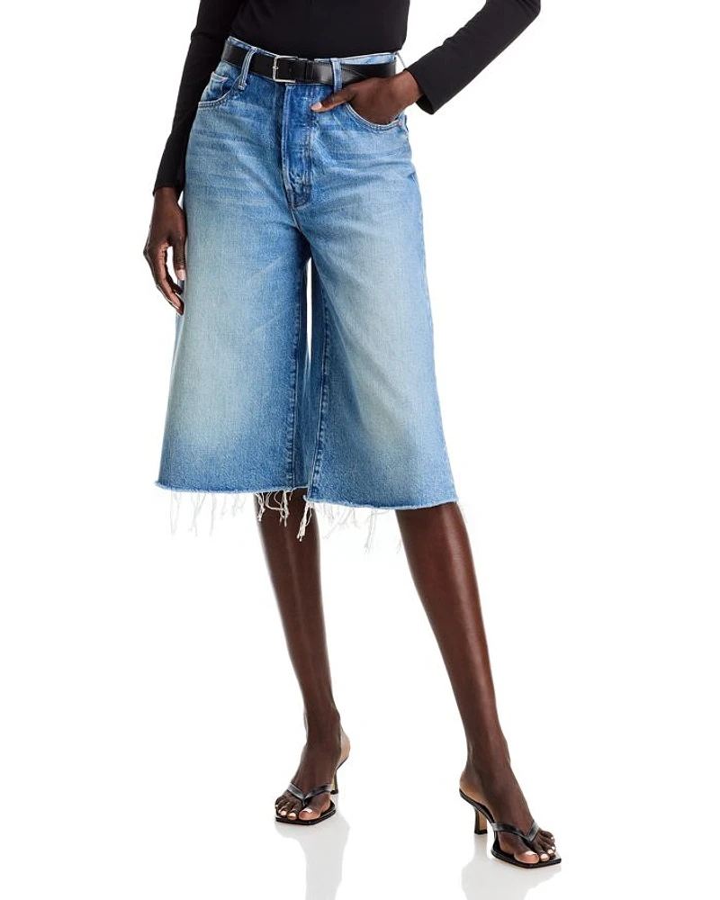 The Whole Fray Denim Culotte Shorts Wipeout
