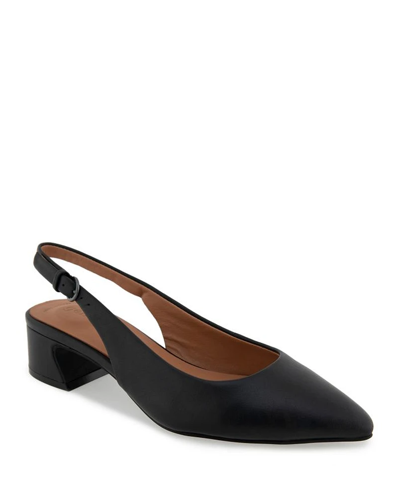 Women's Georgia Pointed Toe Slingback Block Heel Pumps