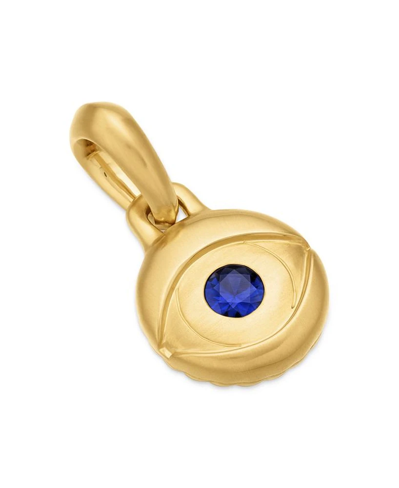 Men's 18K Yellow Gold Blue Evil Eye Amulet Pendant