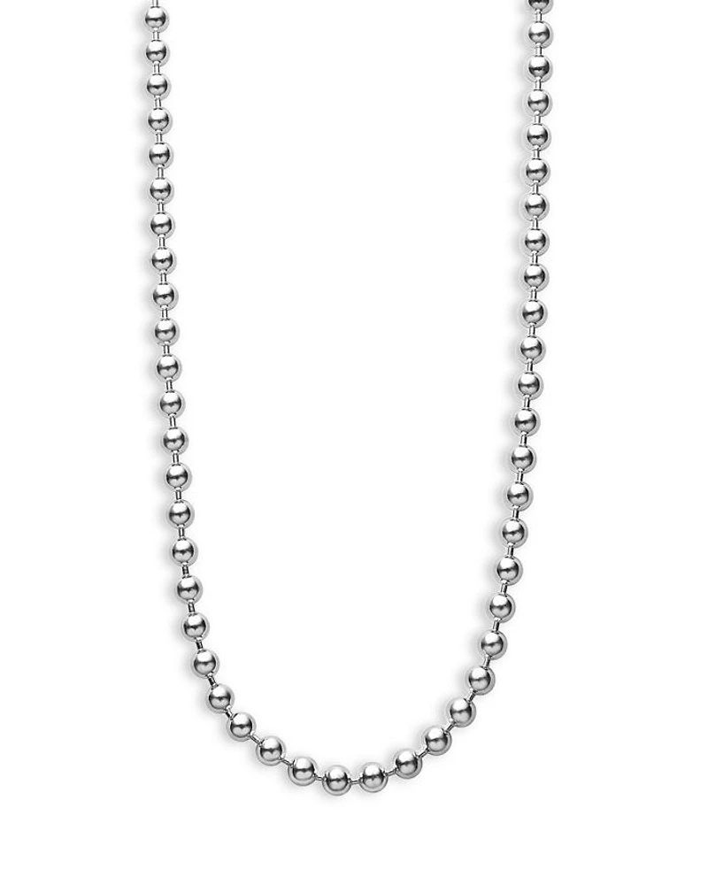 Sterling Silver Caviar Beaded Necklace, 16-18"