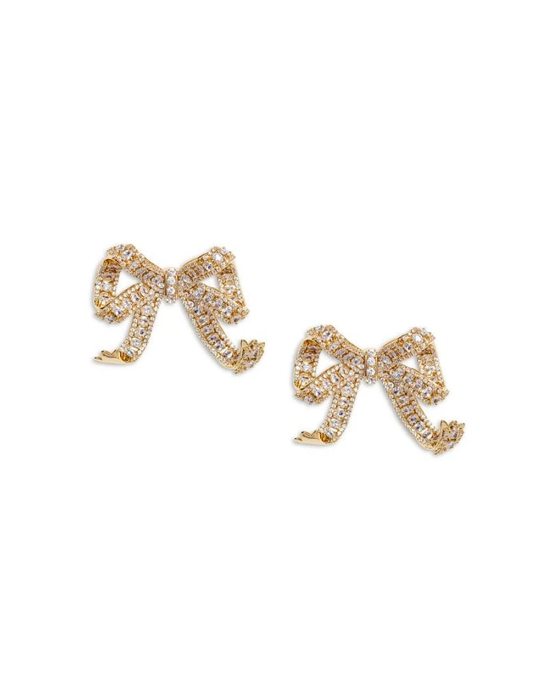 Crystal Bow Drop Earrings