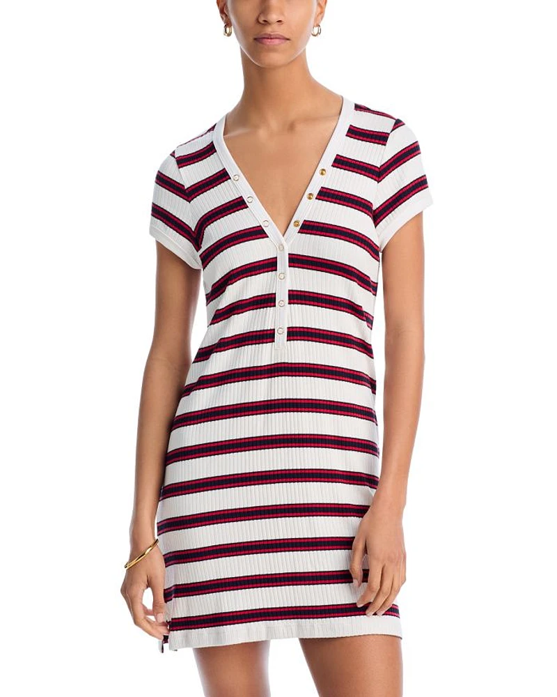 Amy Striped Shirt Dress Swim Cover-Up