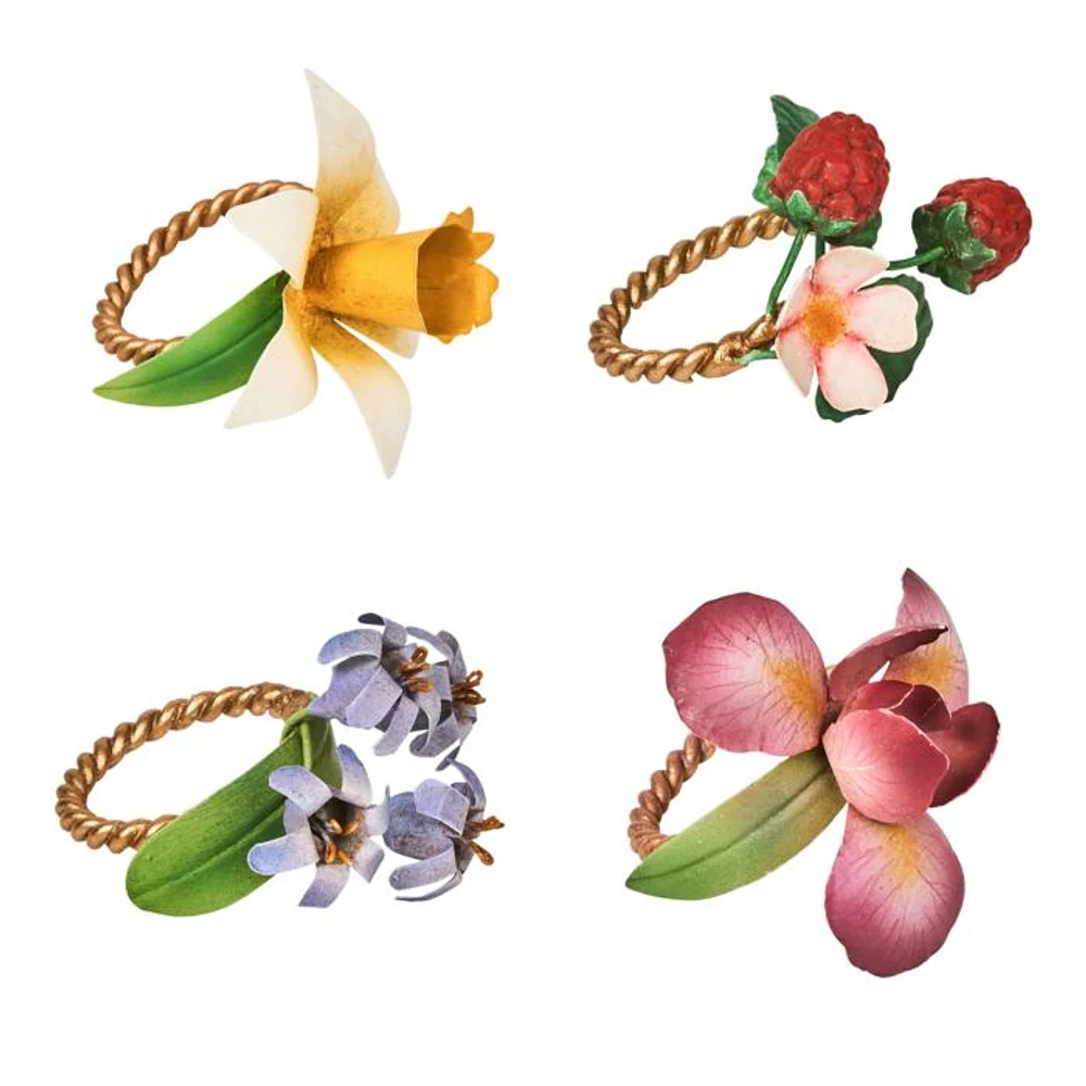 Meadow Walk Daffodil Napkin Rings, Set of 4