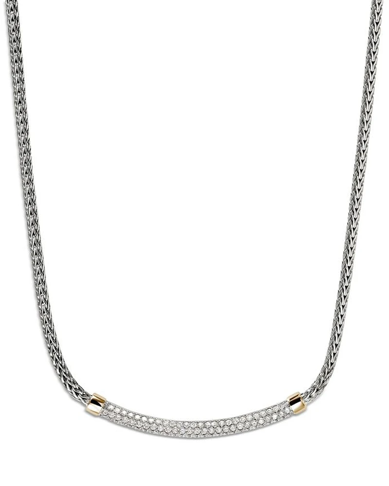 14K Yellow Gold & Sterling Silver JH Essentials Diamond Pavé Collar Necklace, 16-18"