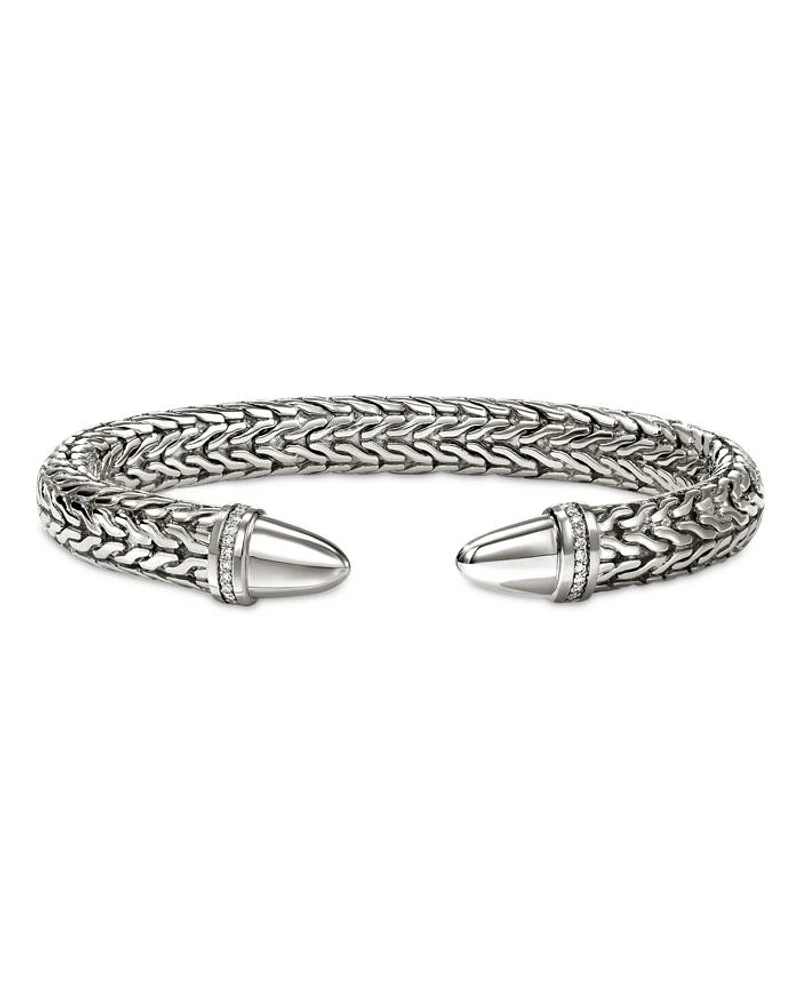 Sterling Silver Spear Diamond Accent Flex Cuff Bracelet