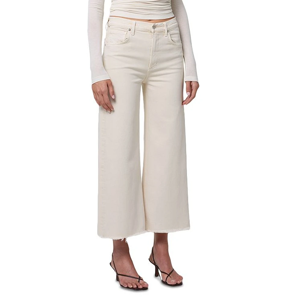 Lyra High Rise Crop Wide Leg Jeans Almondette