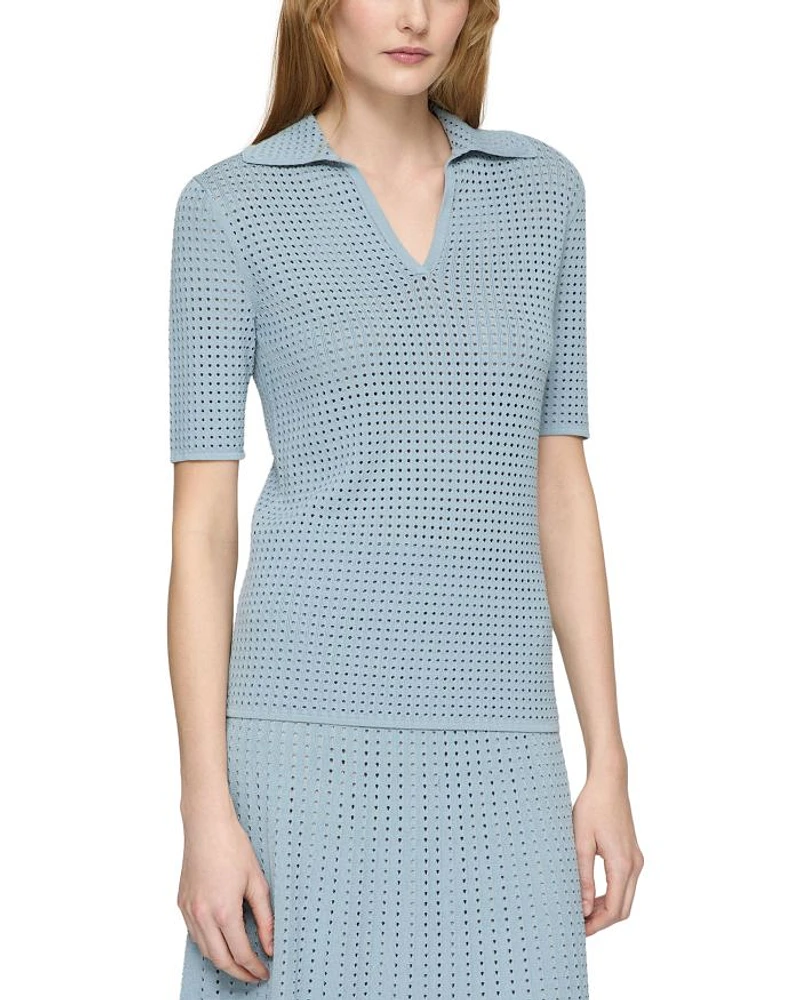 Pointelle Stitch Polo Shirt