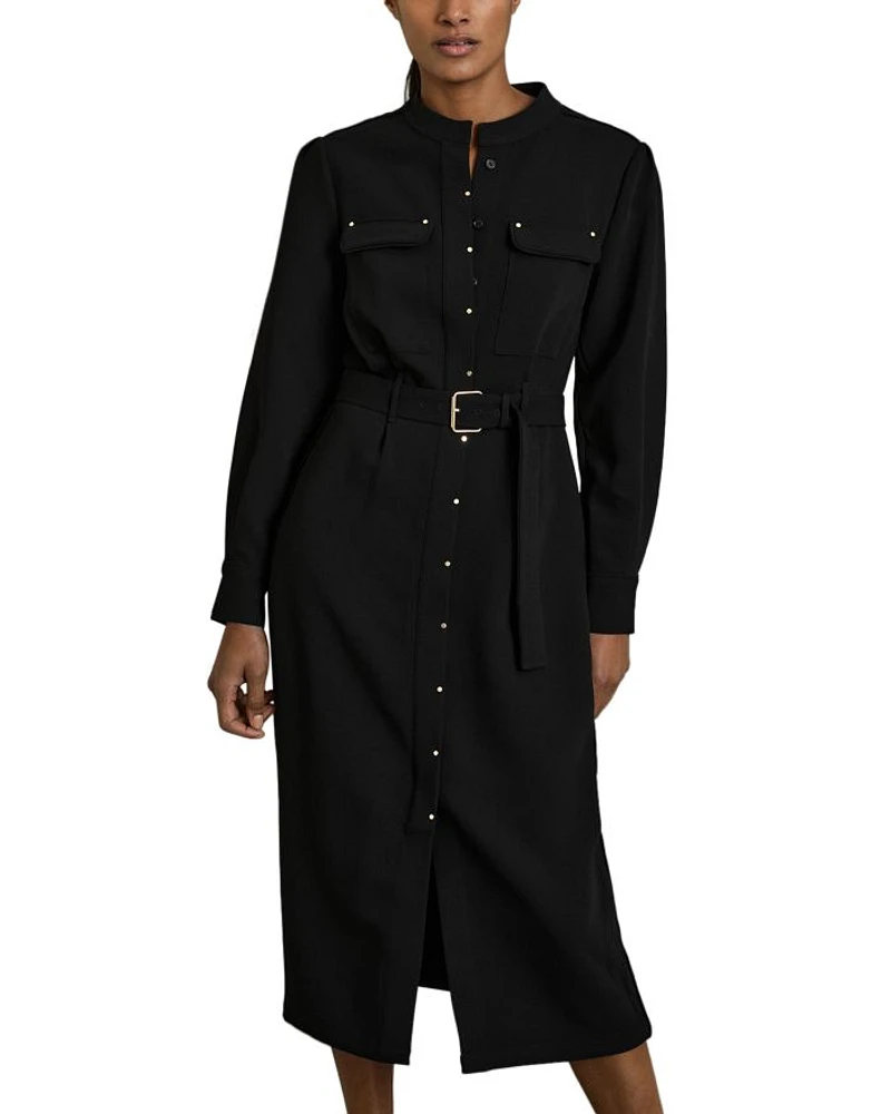 Belted Long Sleeve Shirt Dress