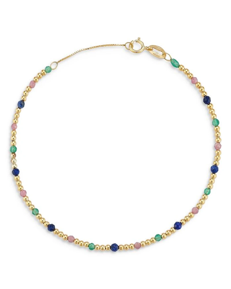 14K Yellow Gold Gemstone Beaded Bracelet