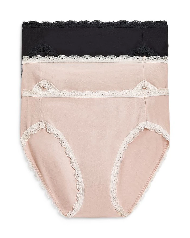 Lace Trim Hi-Cut Bikini, Pack of 3