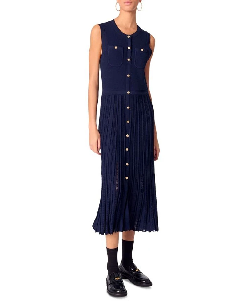 Pleated Knit Maxi Dress