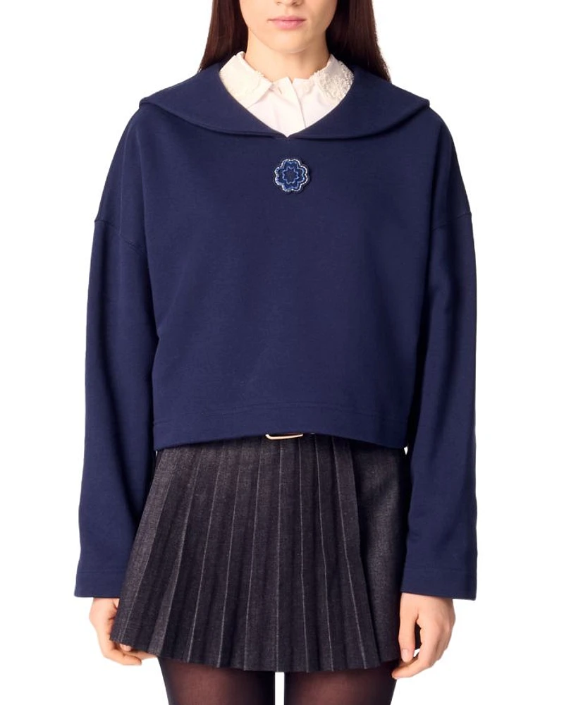 Embroidered Short Sweatshirt