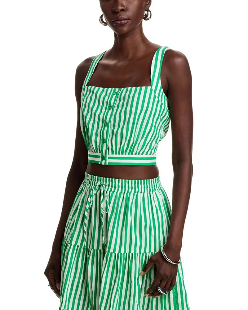 Stripe Button Front Crop Top - Exclusive