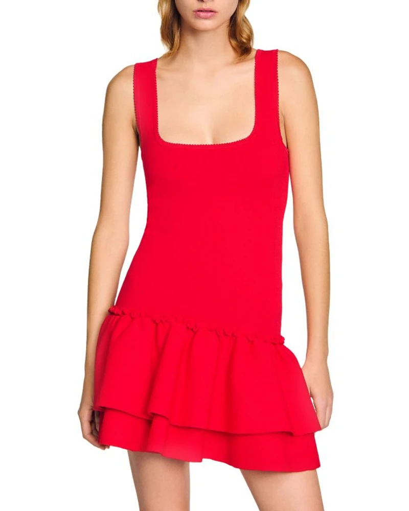 Ruffled Short Knit Dress