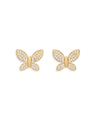 Pavé Butterfly Stud Earrings in Gold Tone
