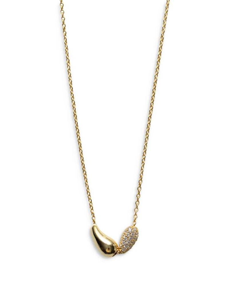 18K Gold Plated Sterling Silver Cubic Zirconia Teardrop Duo Necklace, 18"