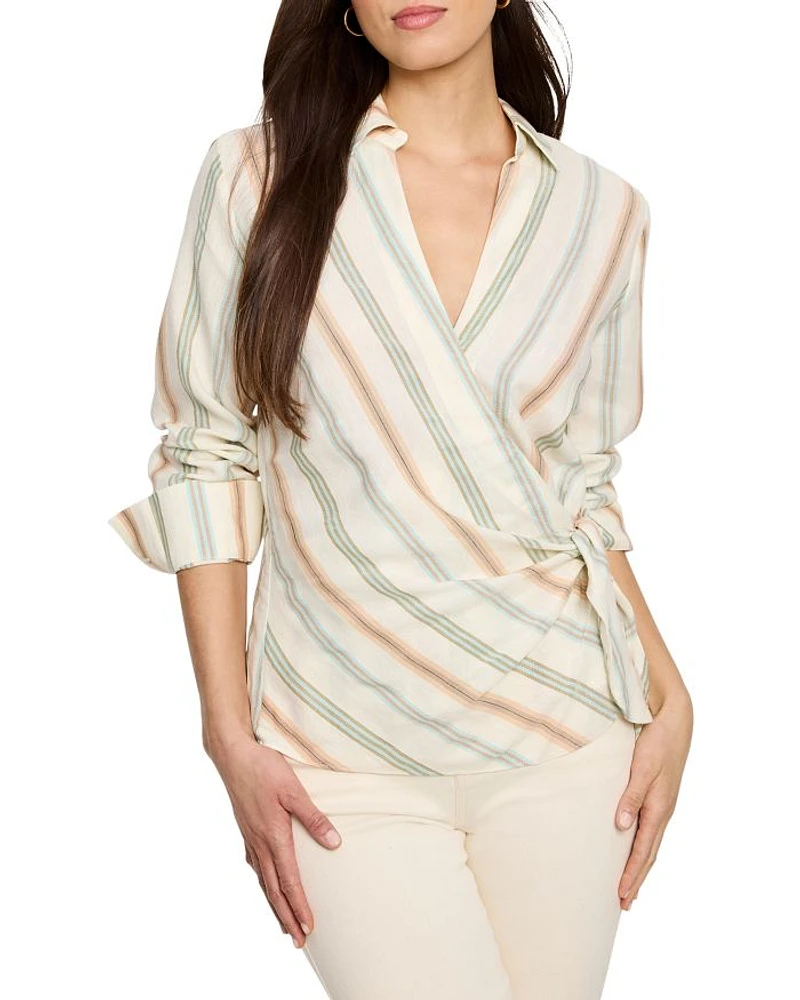 Striped Faux Wrap Top