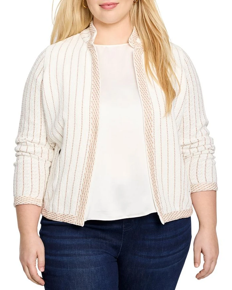 Plus Pinstripe Stand Collar Jacket