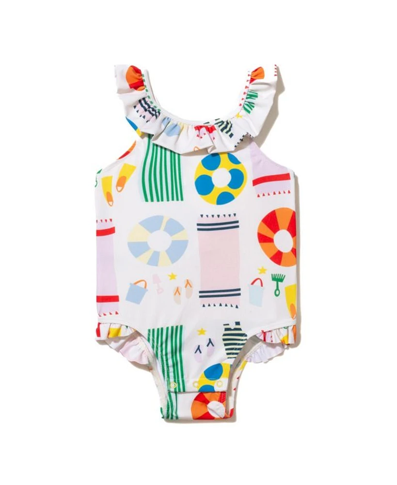 Girls' UPF 50+ Recycled Polyester Beach Ruffle Swimsuit - Little Kid, Big Kid