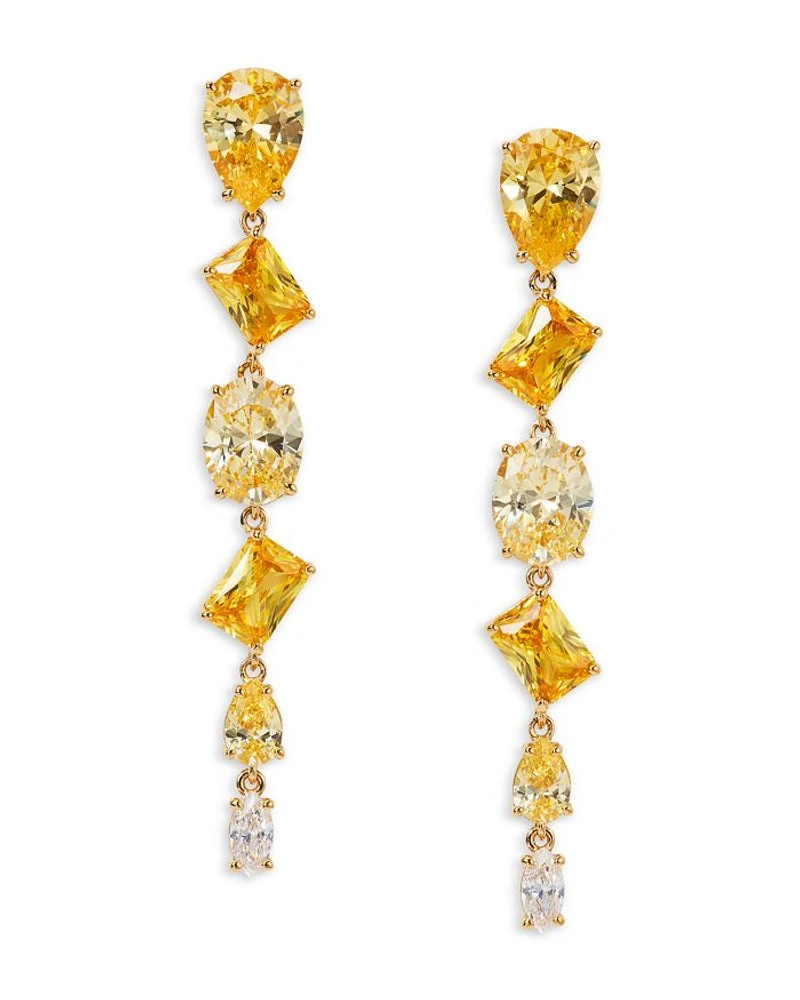 Palm Springs Yellow Mixed Cut Stone Linear Drop Earrings