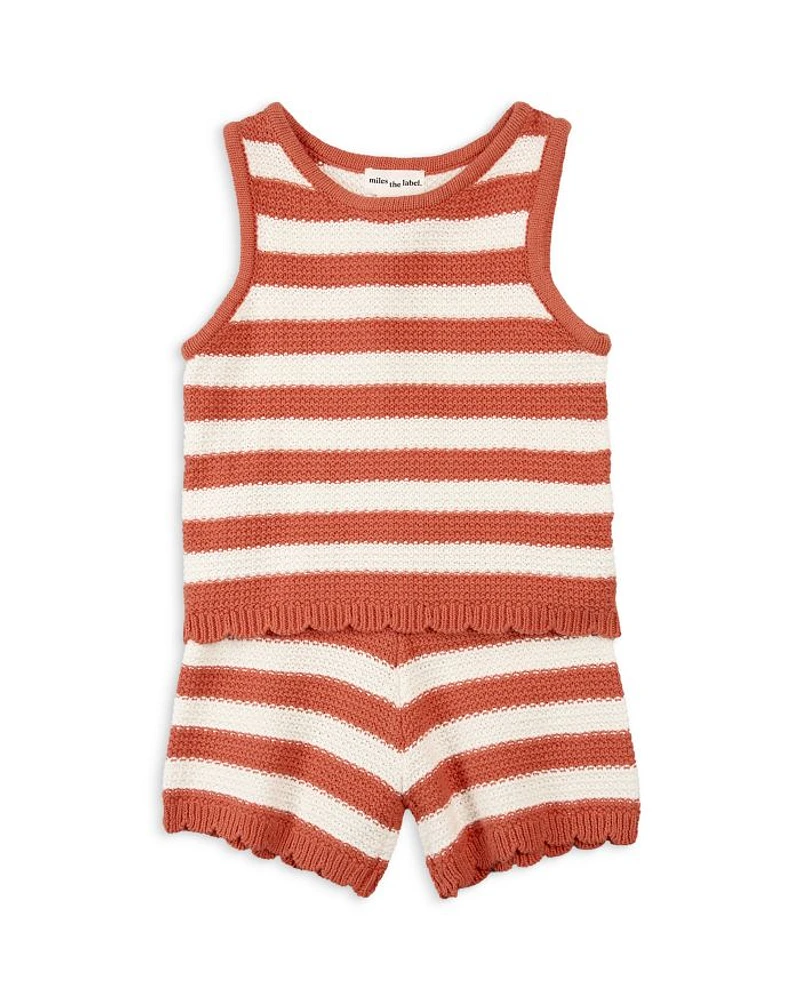 Girls' Striped Crochet Knit Top & Shorts Set - Baby
