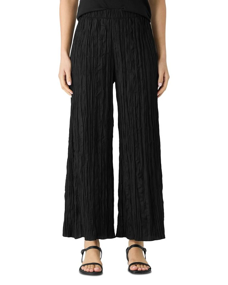 Crushed Silk Wide Leg Ankle Pants