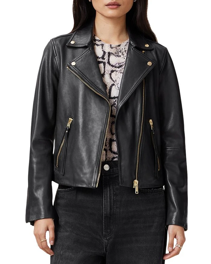 Dalby Slim Fit Leather Biker Jacket