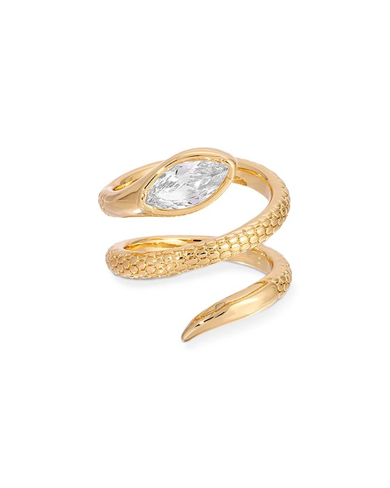 Marquise Cubic Zirconia Coiled Snake Ring 18K Gold Plated
