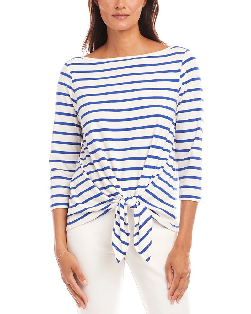 Striped Tie Front Top