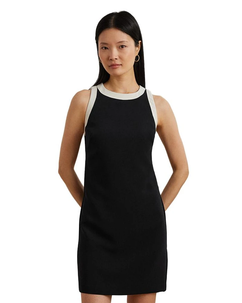 Two Tone Crepe Sleeveless Shift Dress