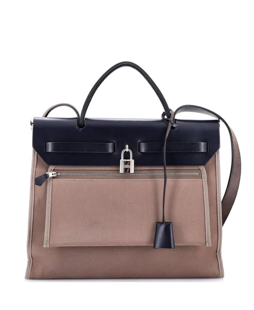 Pre-Owned HERMES Pre-Owned Hermes 31 Herbag Zip Leather and Toile