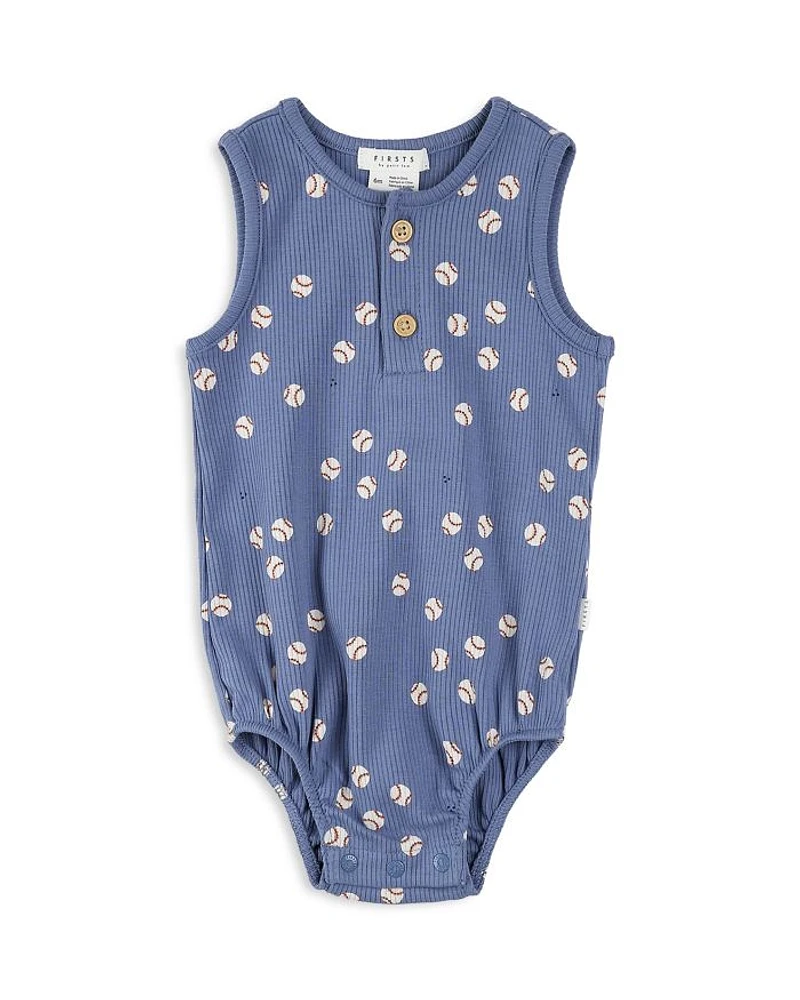Boys' Printed Ribbed Romper - Baby