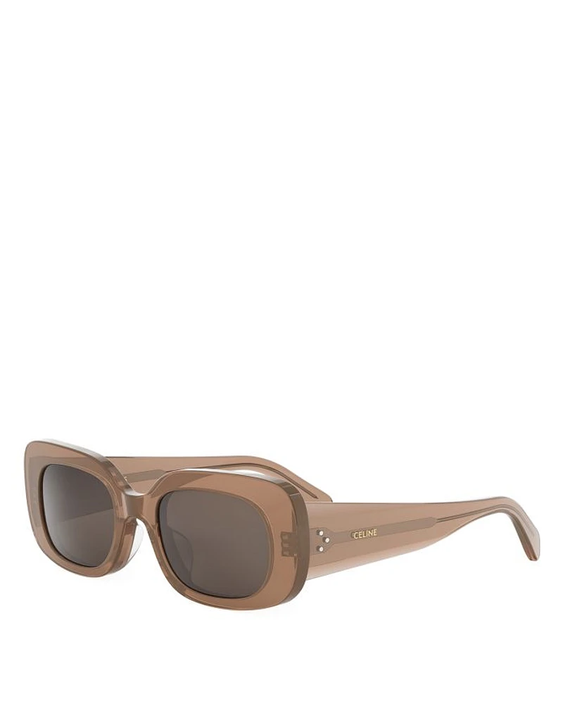 3 Dots Brown Rectangular Sunglasses, 51mm