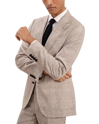 Ashton Linen Check Regular Fit Notch Lapel Blazer