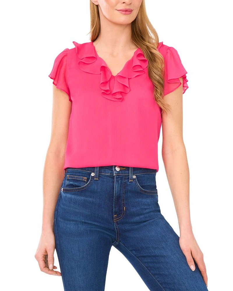Ruffle V Neck Top