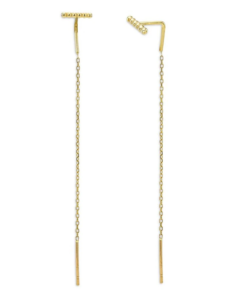 14K Yellow Gold Cable Link Threader Earrings