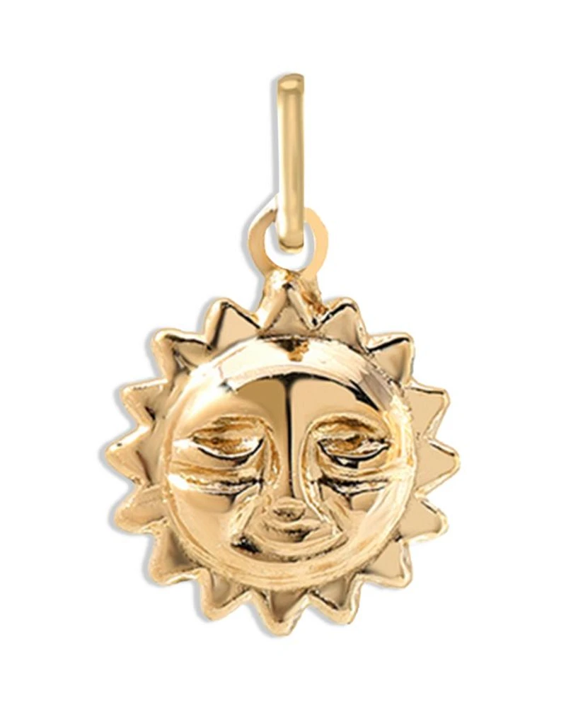 14K Yellow Gold Sun Charm Pendant