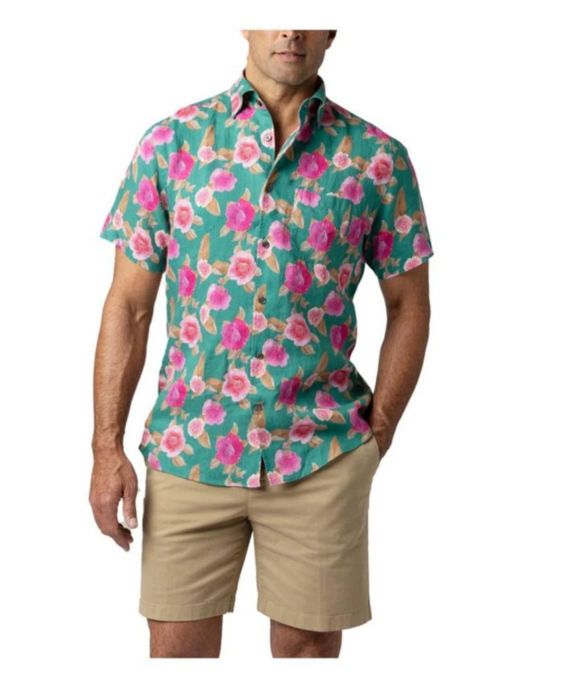 Morgan Floral Print Linen Short Sleeve Shirt