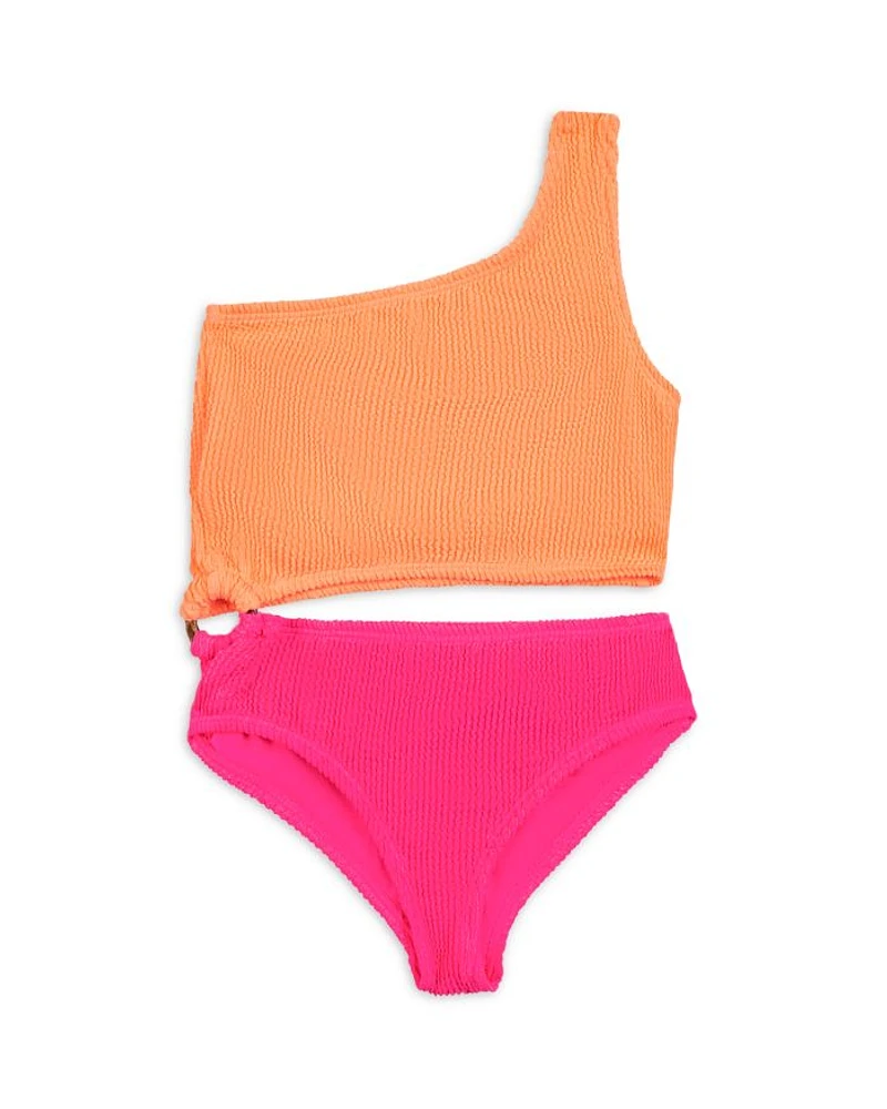 Girls' Cutout One Shoulder Piece Swimsuit - Big Kid