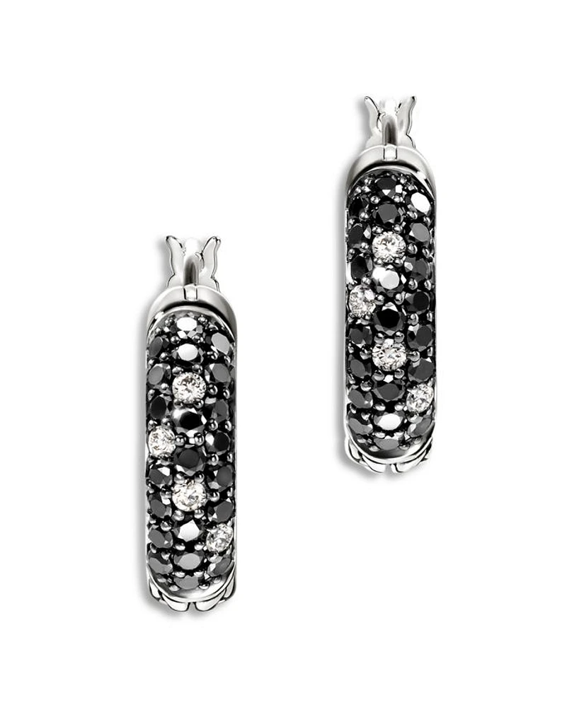 Sterling Silver JH Essentials Diamond Pavé Black Sand Small Hoop Earrings