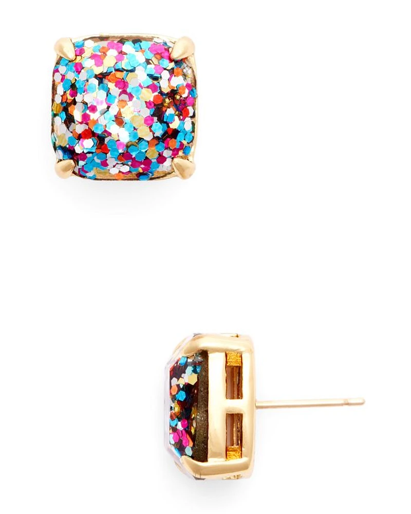 Small Square Glitter Stud Earrings