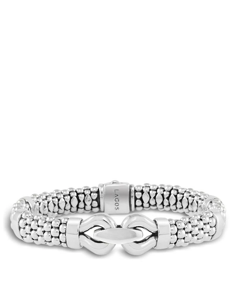 Sterling Silver Derby Large Buckle Caviar Bracelet