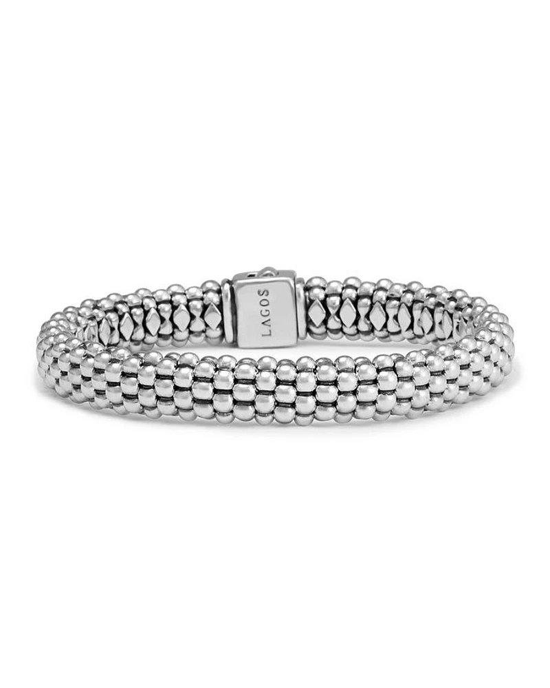 Sterling Silver Signature Caviar Oval Rope Bracelet