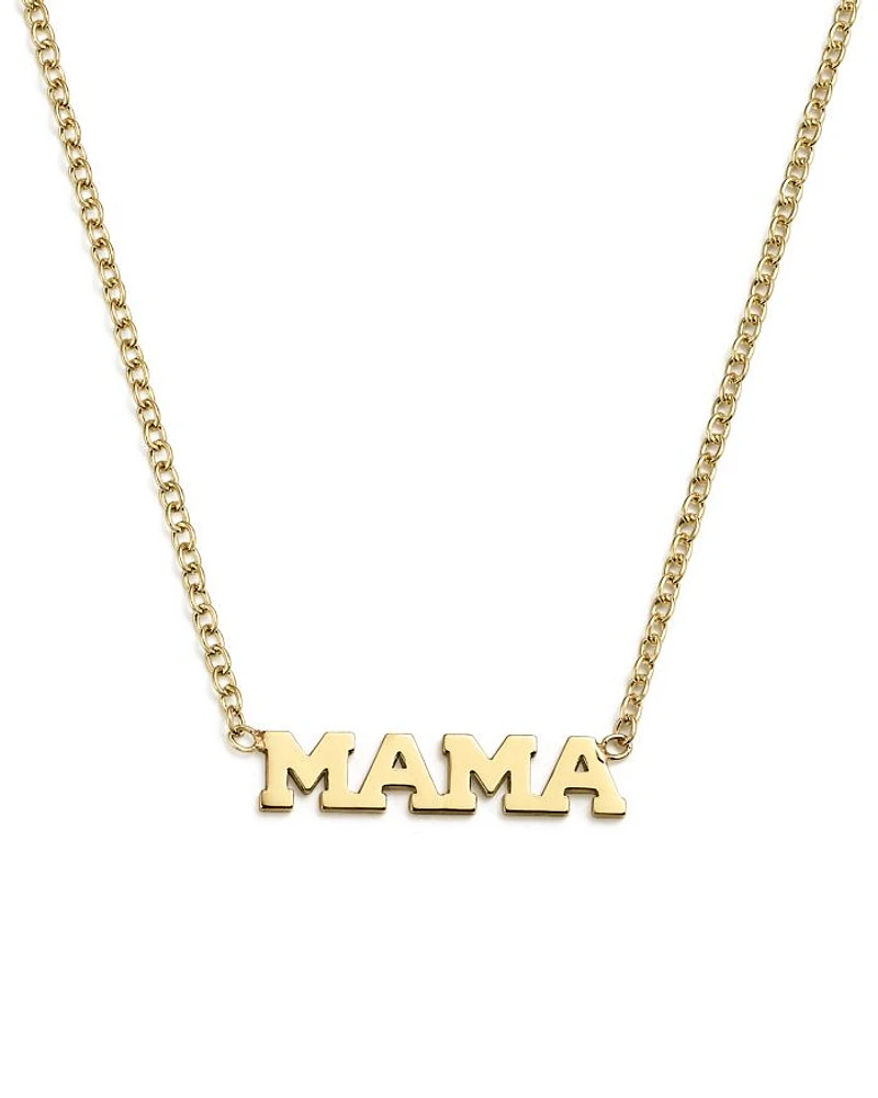 14K Yellow Gold Itty Bitty Mama Necklace, 16"