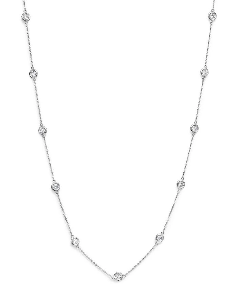 Diamond Station Necklace in 14K White Gold, 2.60 tcw