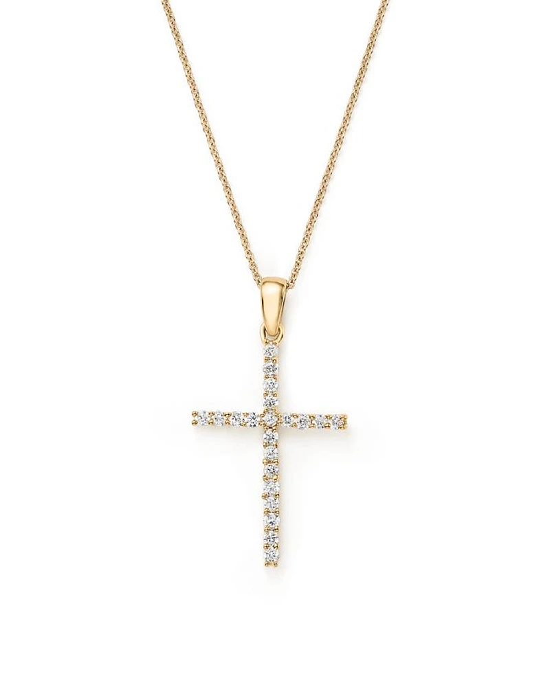 Diamond Cross Necklace in 14K Yellow Gold, 0.25 tcw
