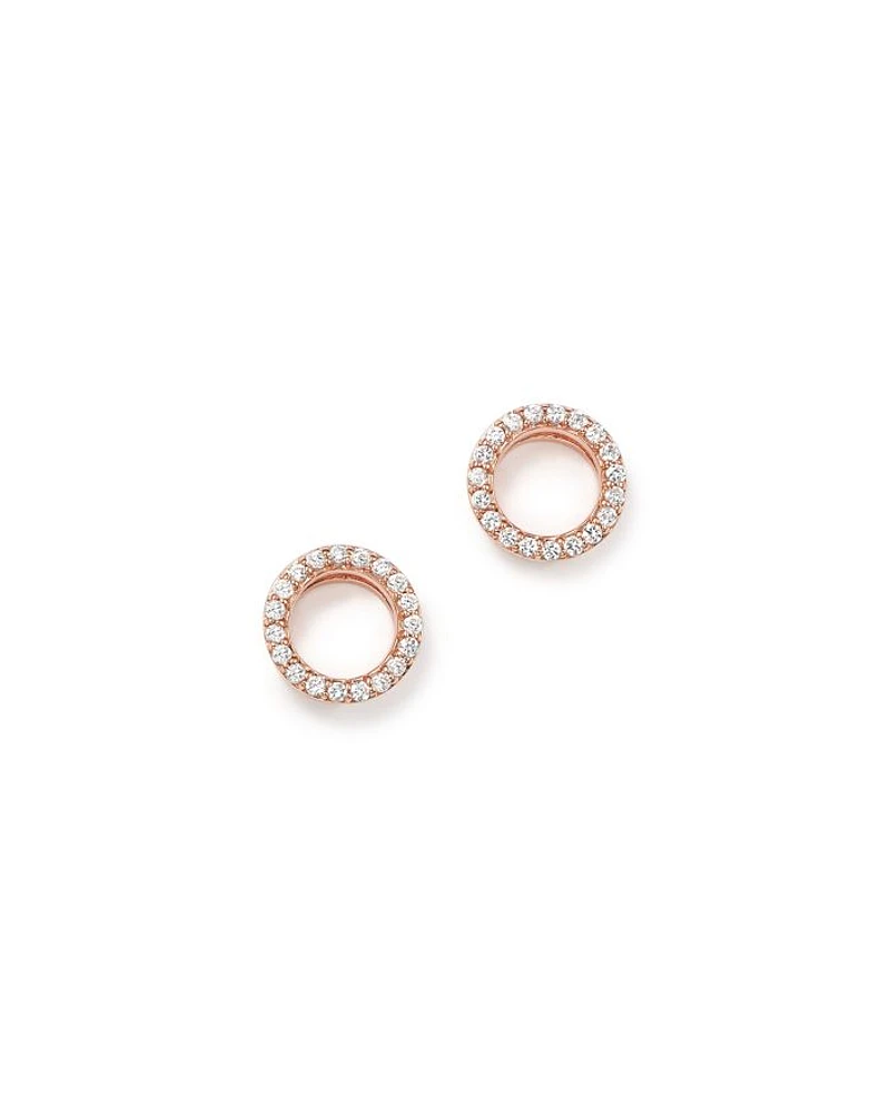 Diamond Circle Stud Earrings in 14K Rose Gold, .20 tcw