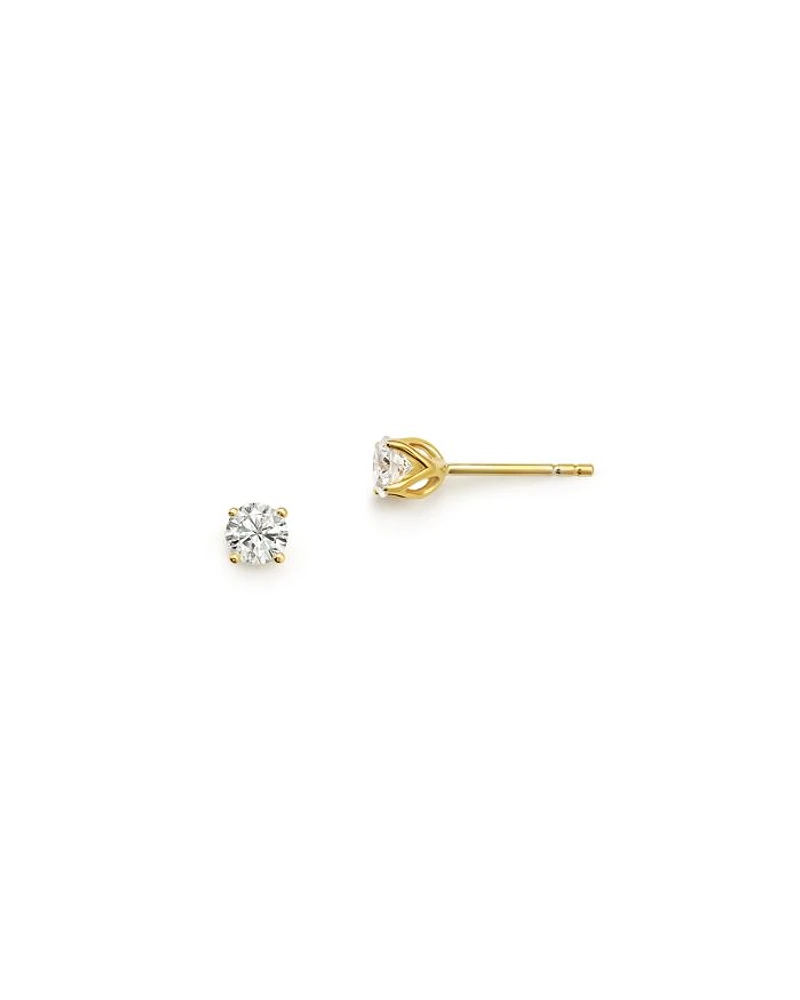 Diamond Round Tulip Stud Earrings 14K Yellow Gold, 0.25-1.0 tcw