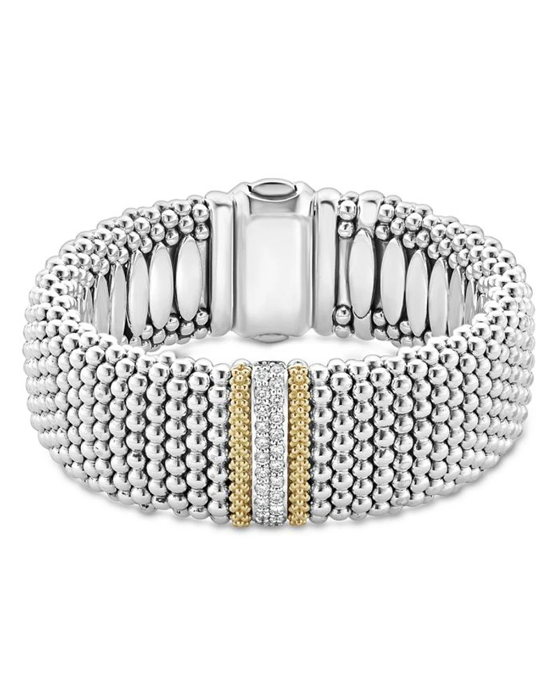 18K Gold & Sterling Silver Diamond Lux Single Station Bracelet