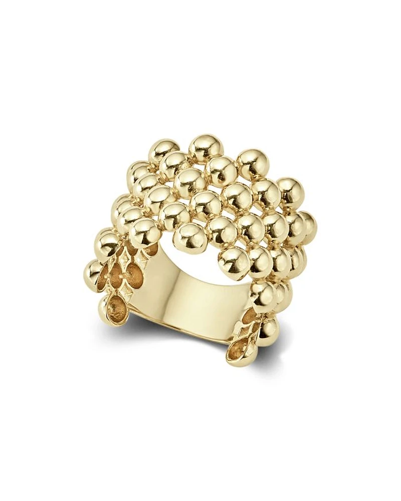 Caviar Gold Collection 18K Gold Wide Beaded Ring
